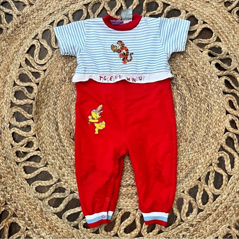 Vintage Winnie The Pooh Short Sleeved Romper Baseball Tigger Size 18months